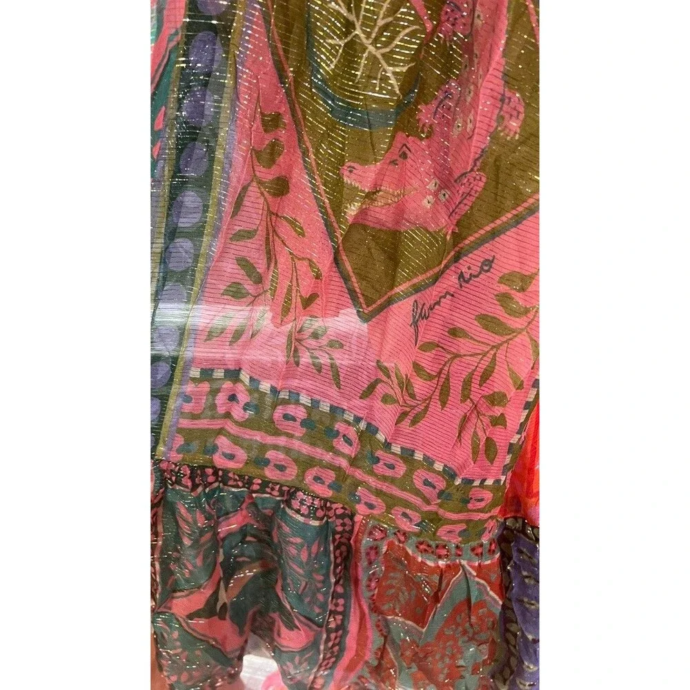 FARM Rio Multicolor Patchwork Midi Dress in Teal, Coral & Mustard - Picture 8 of 8
